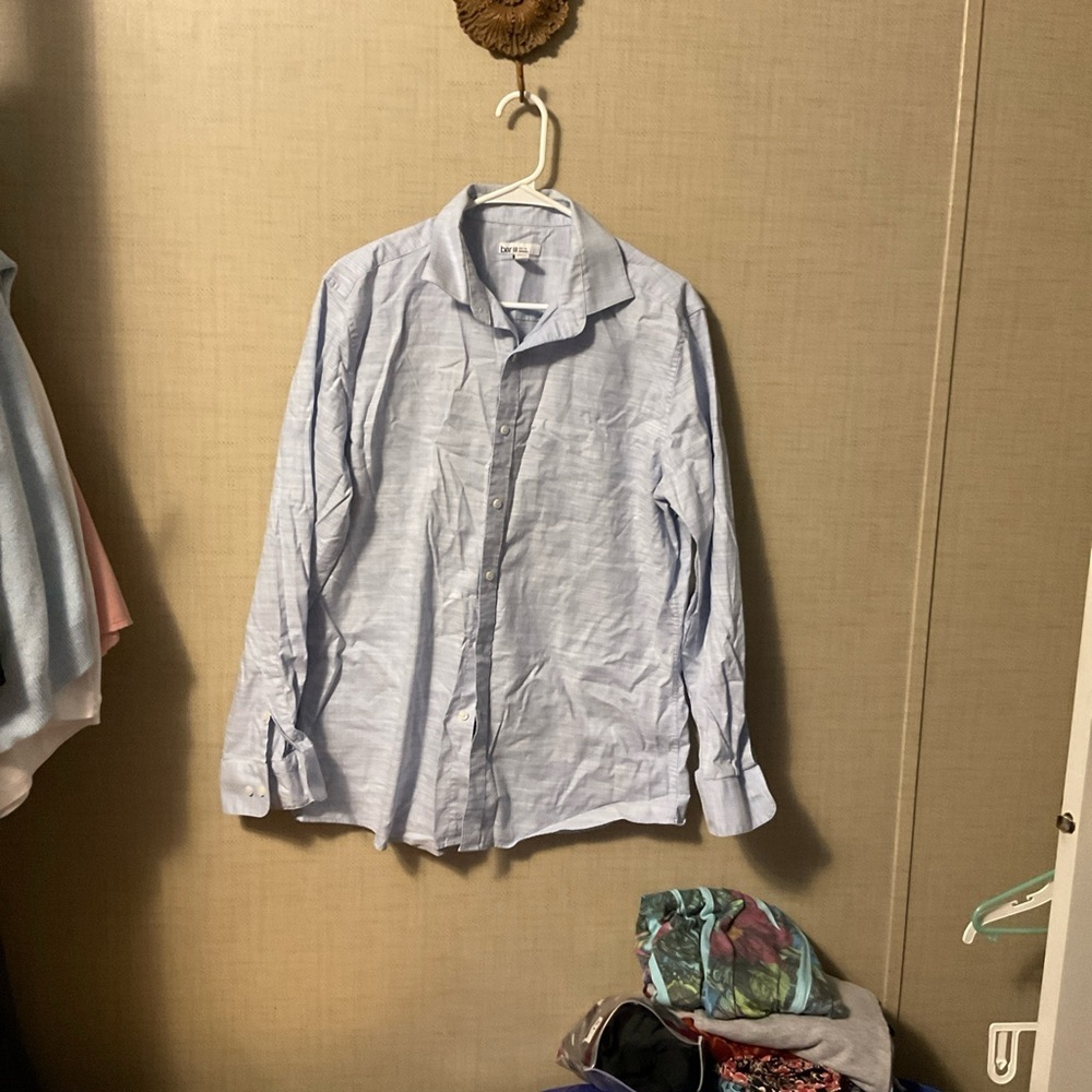 Bar III Blue Checkered Slim Fit Shirt